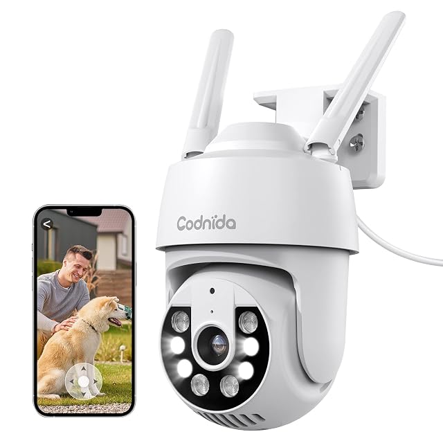 Codnida 2K outdoor pan-and-tilt camera with integrated floodlight