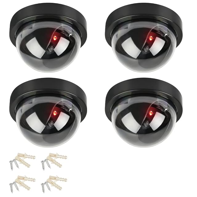 DODUOS four-pack of dummy dome cameras with warning stickers