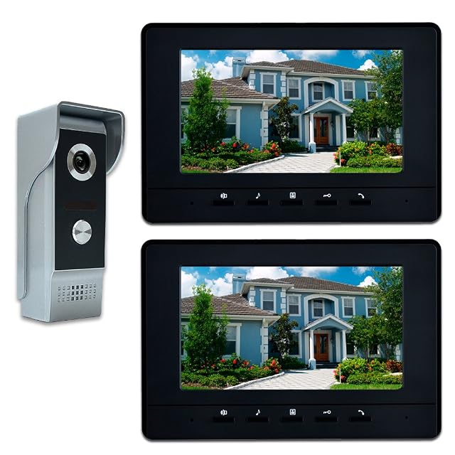 AMOCAM 7-inch touch screen video door phone with two indoor monitors