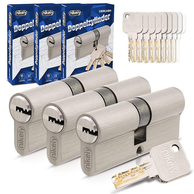 GERCAR set of three keyed-alike brass cylinders