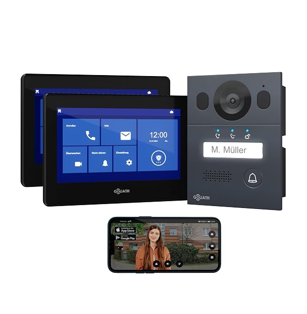 Goliath two-wire video intercom with two indoor monitors