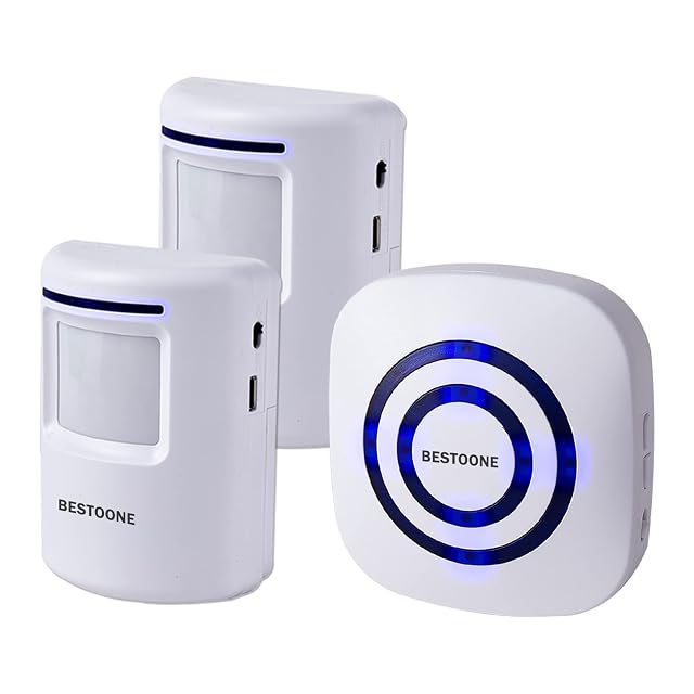 BESTOONE motion sensor alarm with two sensors and receiver unit