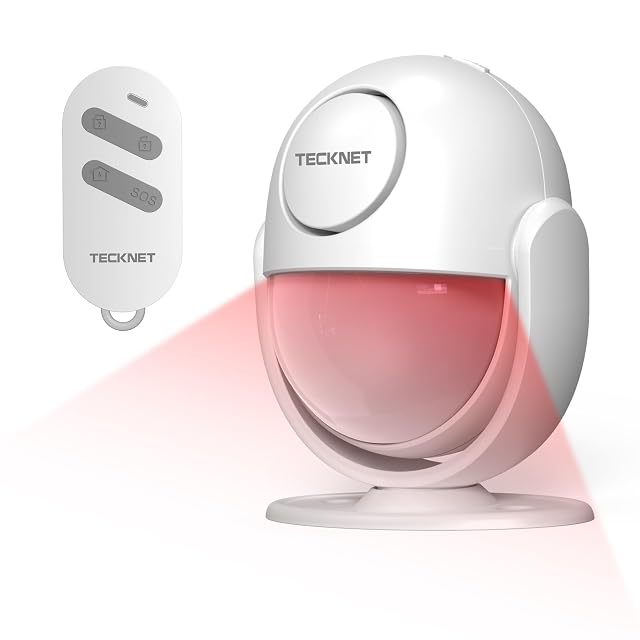 TECKNET indoor motion sensor alarm with strobe and remote control