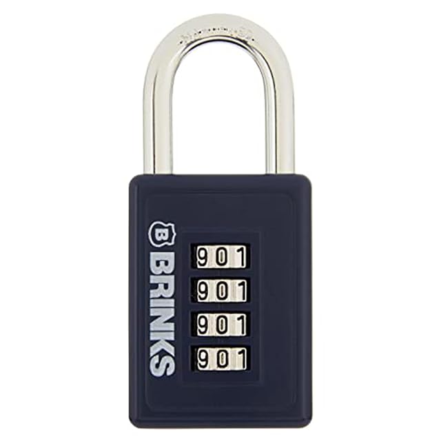 Brinks 40mm four-dial resettable combination padlock in navy