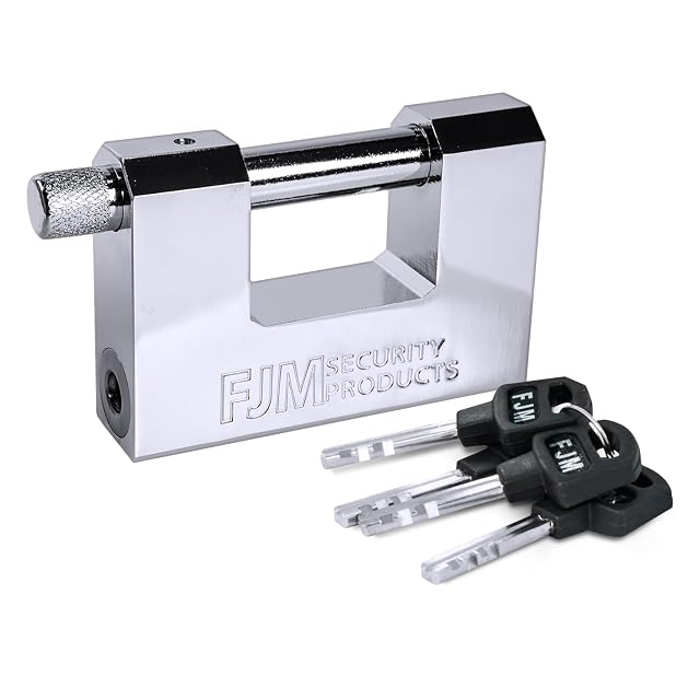 FJM D-style high security padlock in chrome, 80 mm