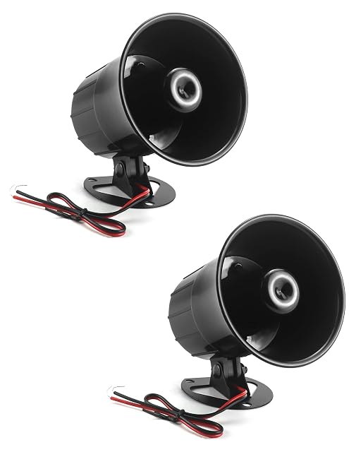 QWORK electric siren horn, pair, 12 volt wired