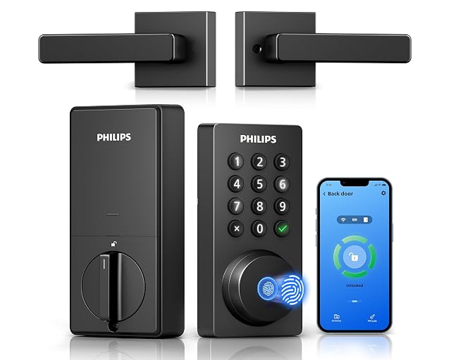 Philips Wi-Fi keypad deadbolt with handle set and fingerprint reader