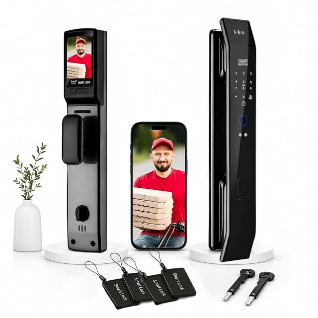 We Technology 3D face recognition smart lock in black aluminum alloy