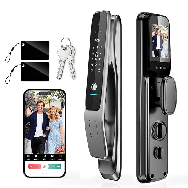 YINTIN 3D face recognition smart lock with camera and indoor screen